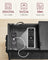Narrow Nightstand - Wood - Rustic Brown and Black - Integrated Charging Station with USB Ports and Storage Bags
