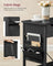 Slim Side Table - Wood - Rustic Brown and Black - Features Charging Station with USB Ports and Storage Bags