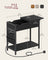 Slim Side Table - Wood - Rustic Brown and Black - Features Charging Station with USB Ports and Storage Bags
