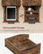 Slim Side Table - Wood - Rustic Brown - Charging Station with 2 Drawers
