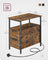 Slim Side Table - Wood - Rustic Brown - Charging Station with 2 Drawers