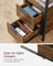 Slim Side Table - Wood - Rustic Brown - Charging Station with 2 Drawers