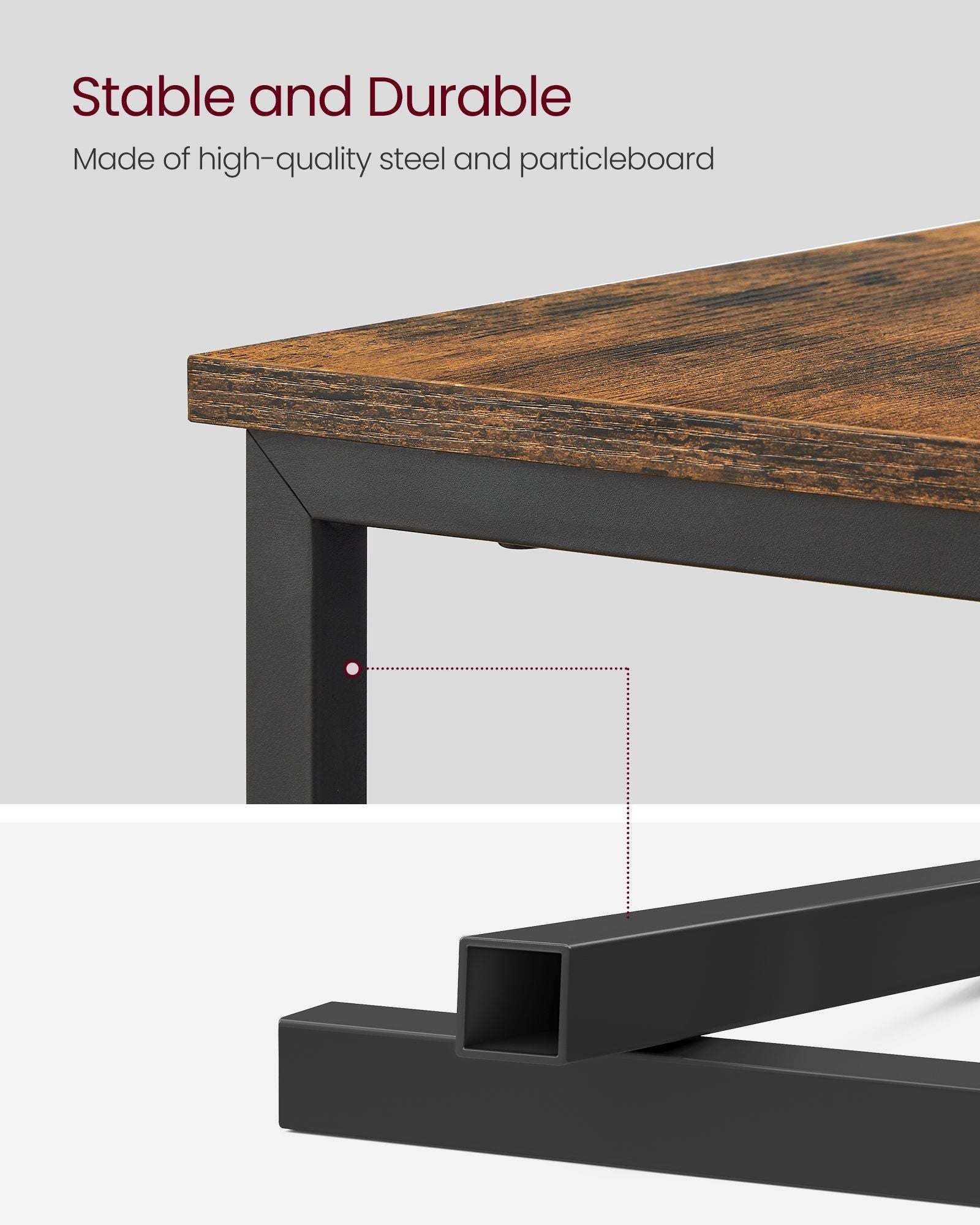 Slim Side Table - Wood - Rustic Brown - Charging Station with 2 Drawers