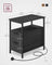 Slim Side Table - Wood - Rustic Brown - Charging Station with 2 Drawers