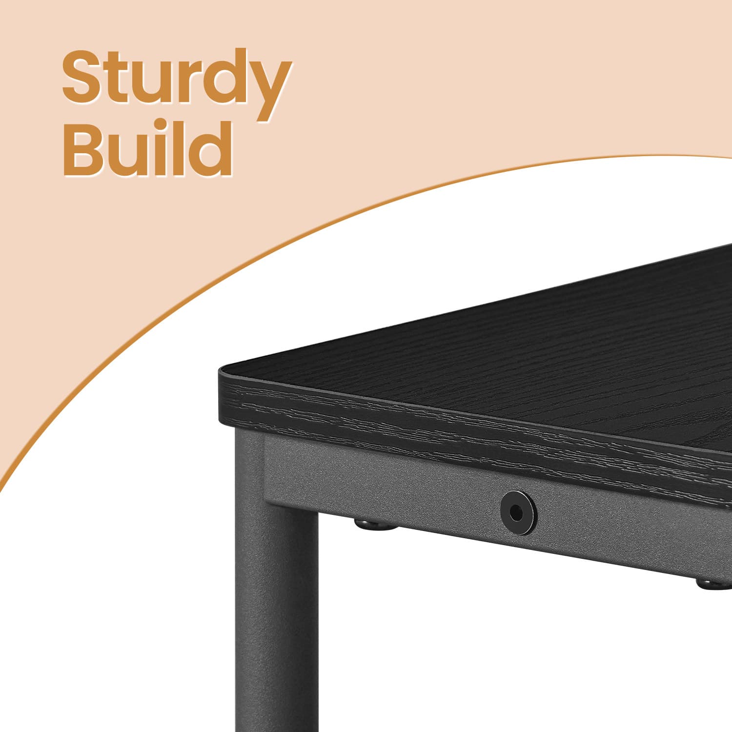 3-Tier Narrow Bedside Table - Wood - Black