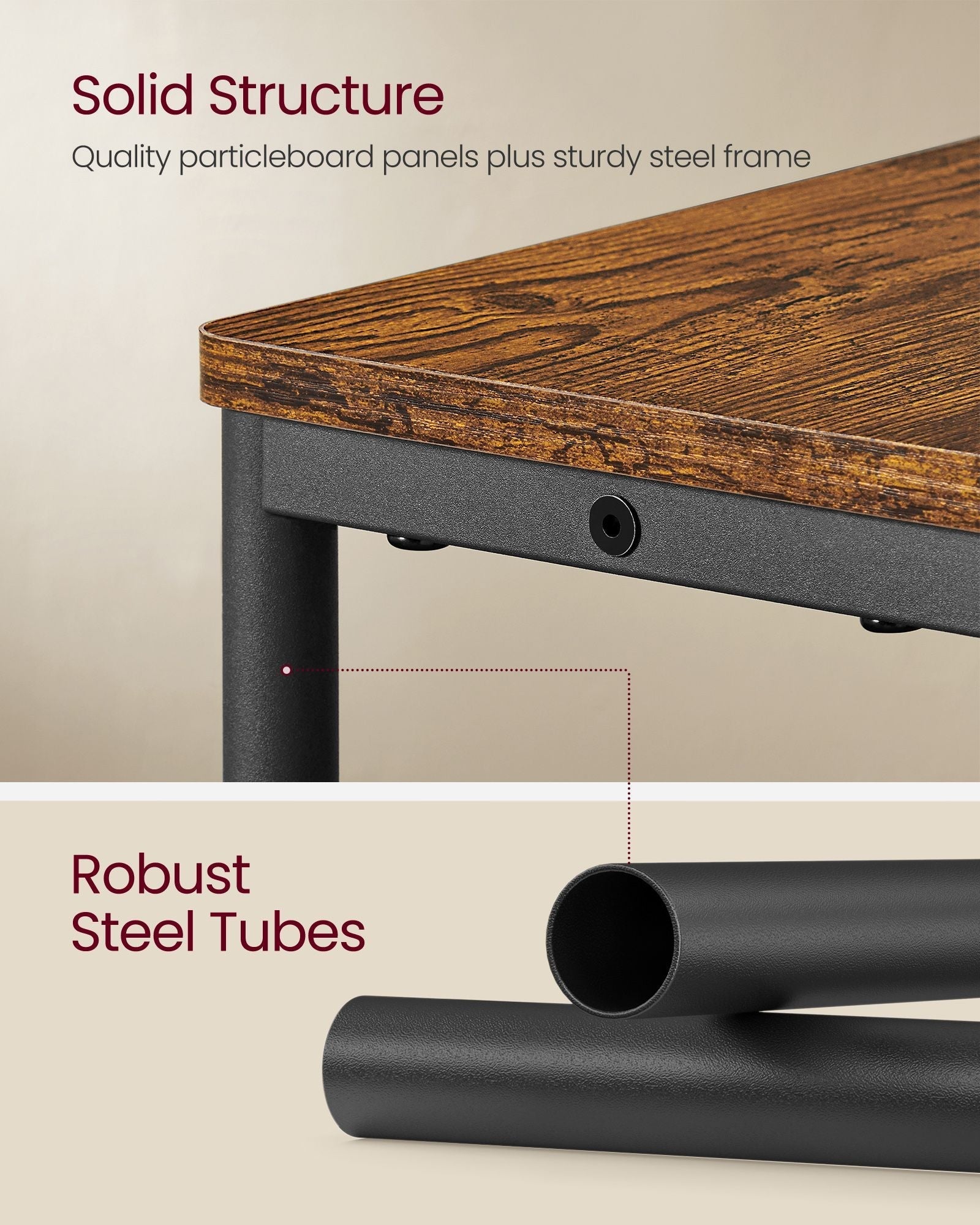 3-Tier Slim Side Table - Wood - Rustic Brown - Includes Charging Station and Magazine Rack