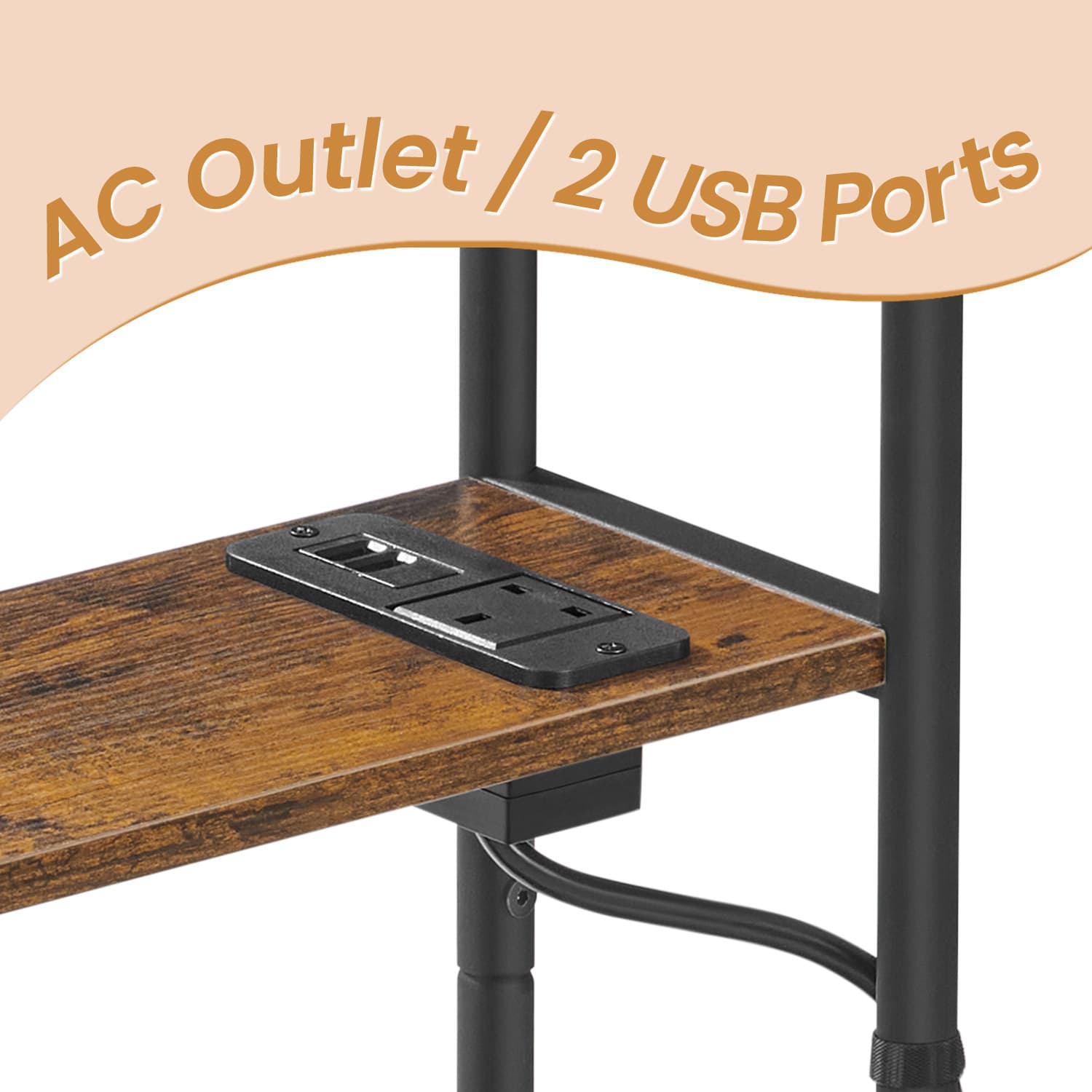 3-Tier Narrow Bedside Table - Wood - Brown