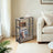 Narrow Bedside Table - Wood - Greige - 3-Tier with Charging Station and Magazine Rack