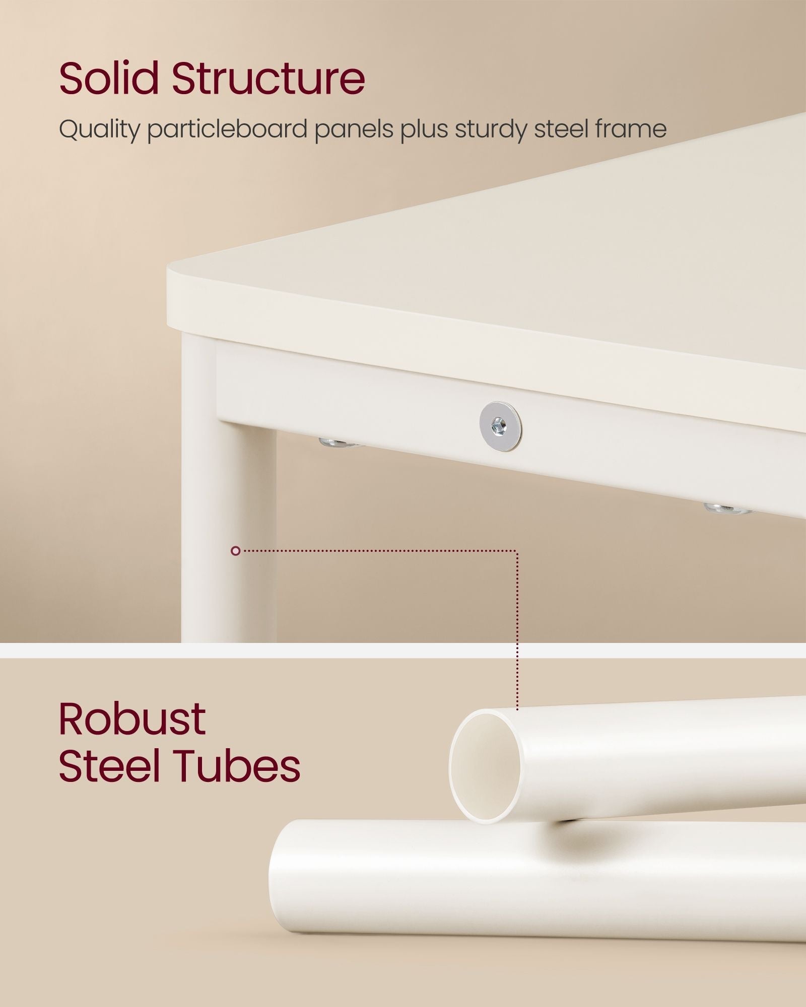3-Tier Slim Side Table - Wood - Cream White - Built-in Charging Station and Magazine Rack