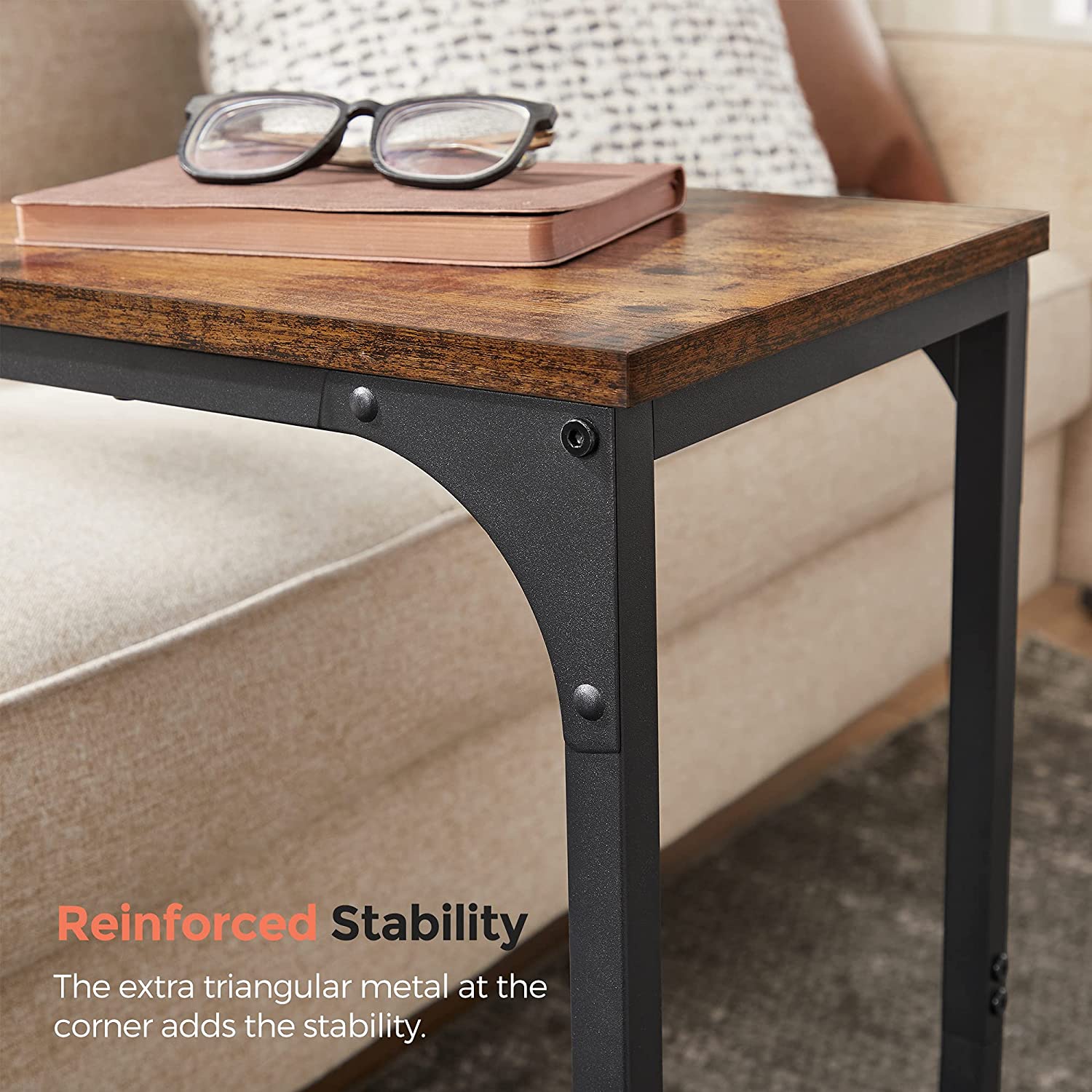C-Shaped Side Table - Metal - Industrial Gray - Versatile for Living Room and Bedroom
