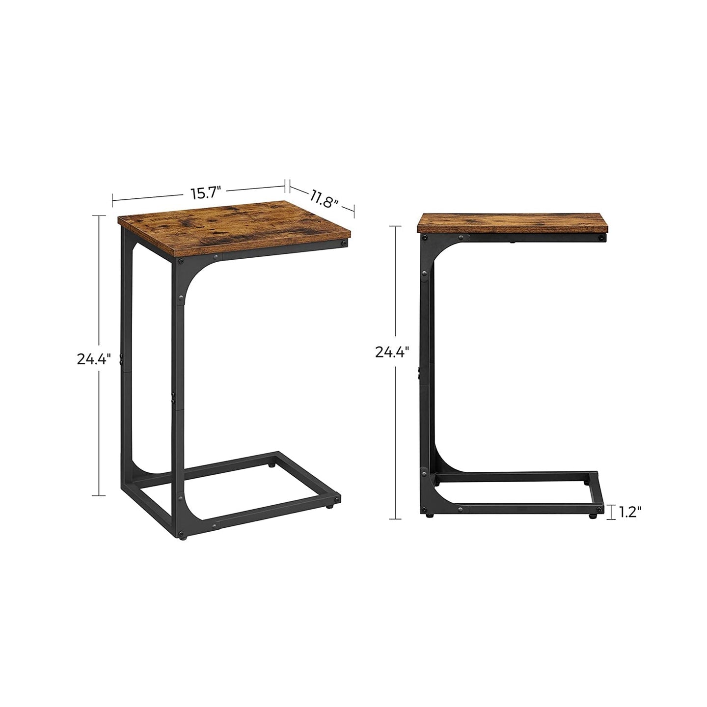 C-Shaped Side Table - Metal - Industrial Gray - Versatile for Living Room and Bedroom