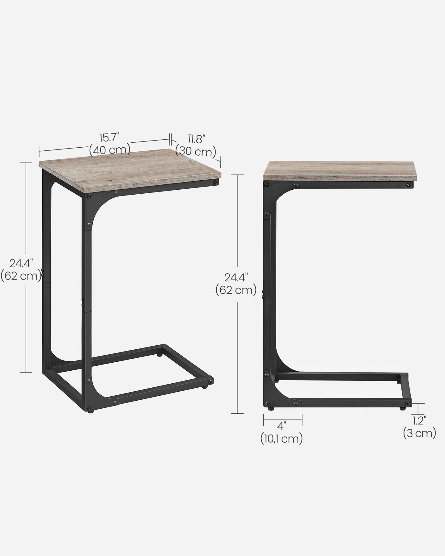 C-Shaped Side Table - Metal Frame - Heather Greige and Black