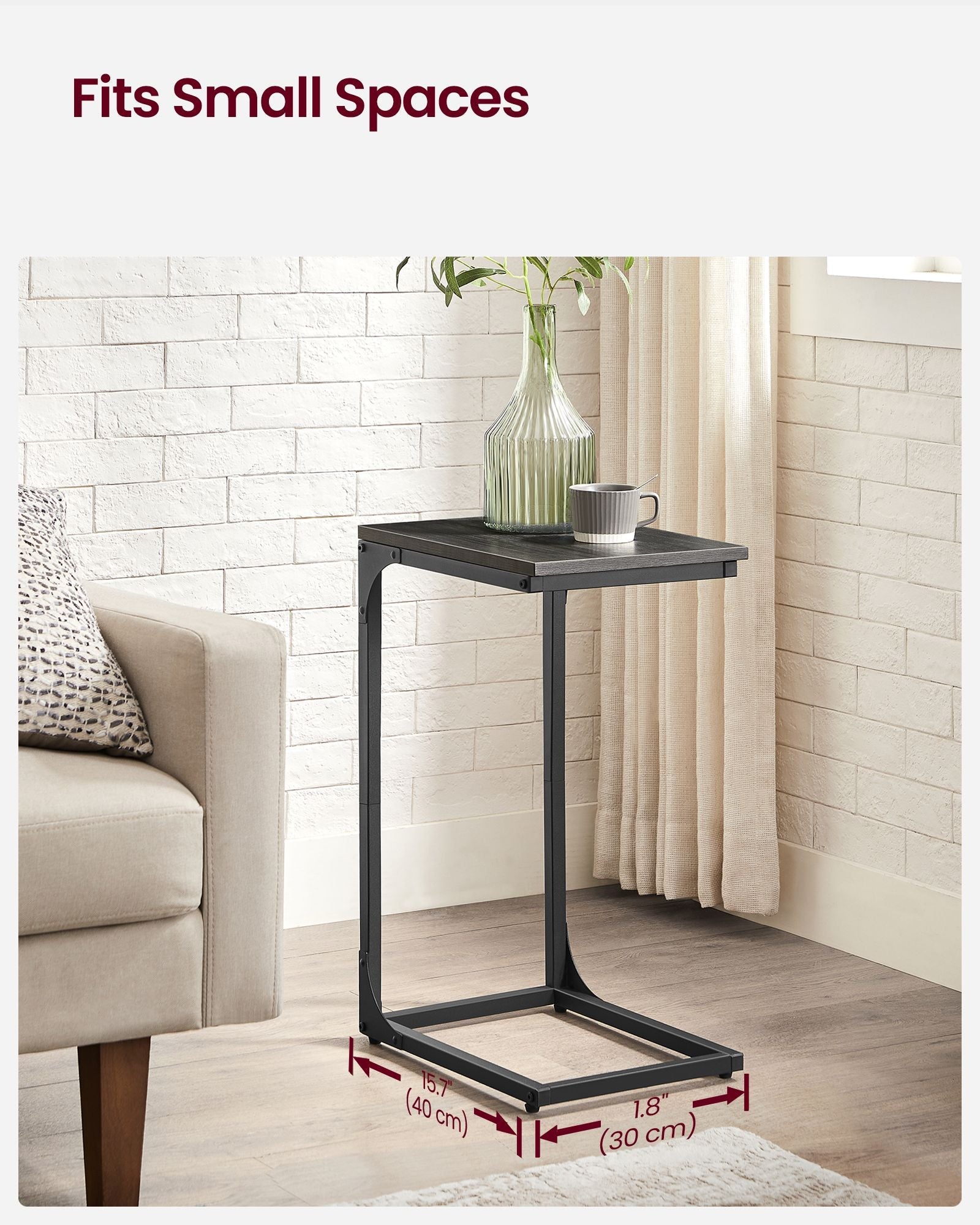 C-Shaped Side Table - Ebonised Oak - Black