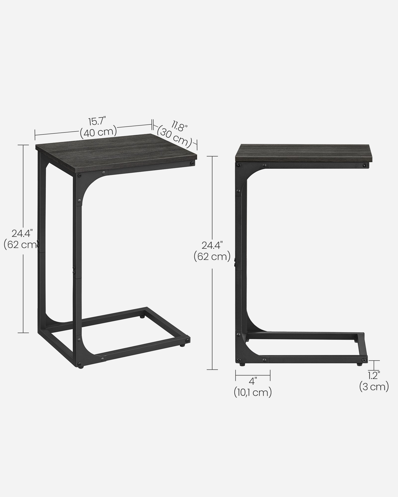 C-Shaped Side Table - Ebonised Oak - Black