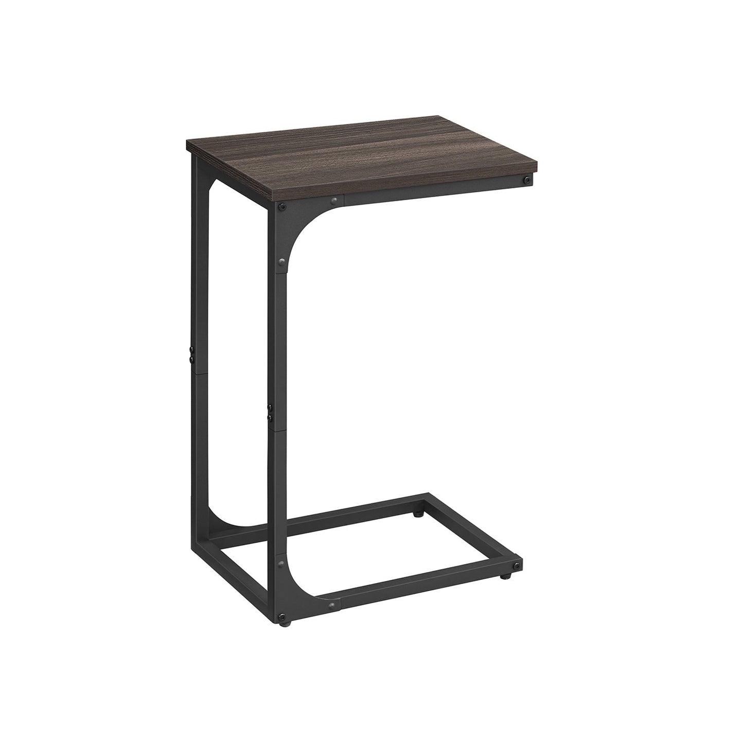 C-Shaped End Table - Metal Frame - Chestnut Brown and Black