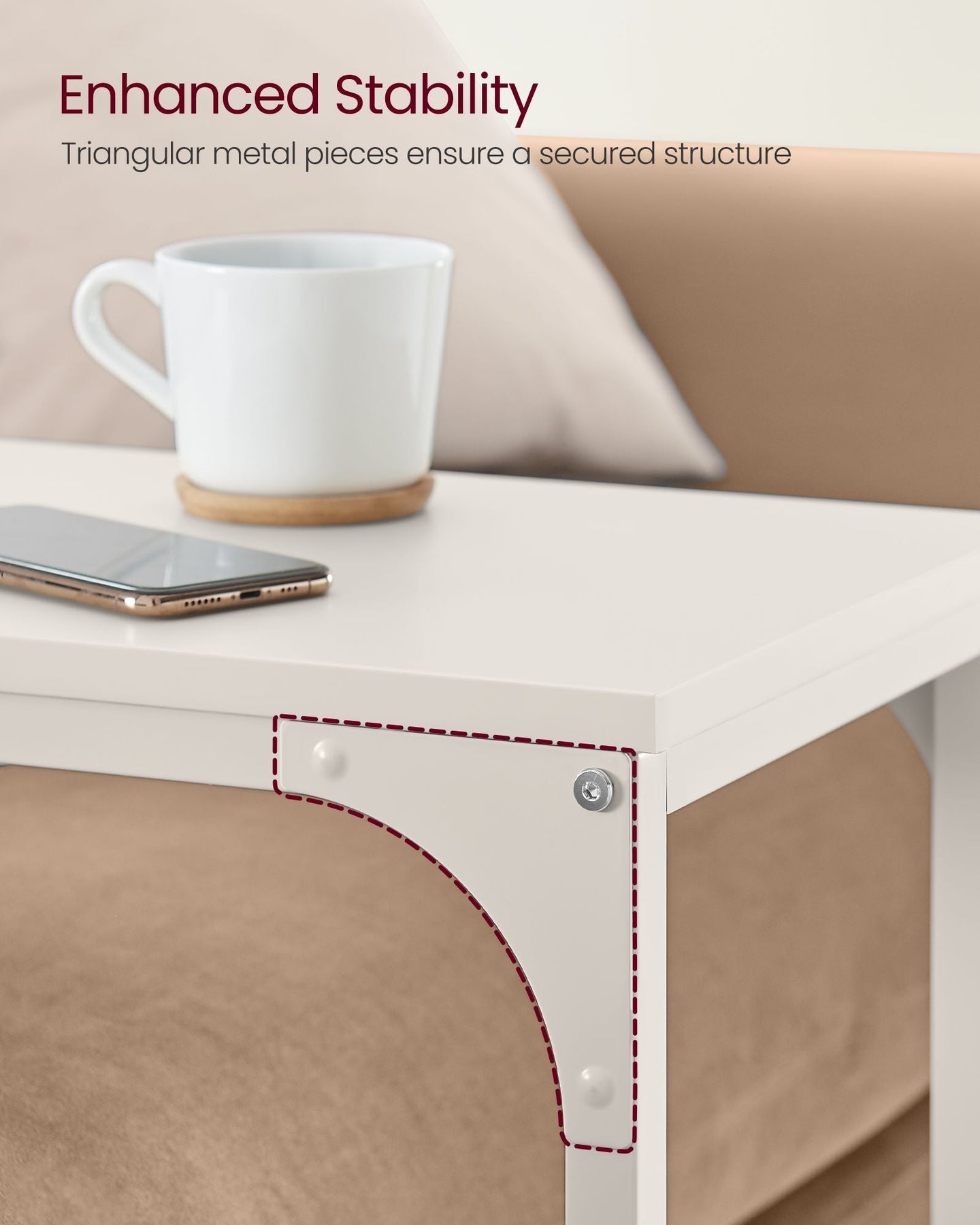 C-Shaped Side Table - Metal Frame - Versatile for Living Room or Bedroom