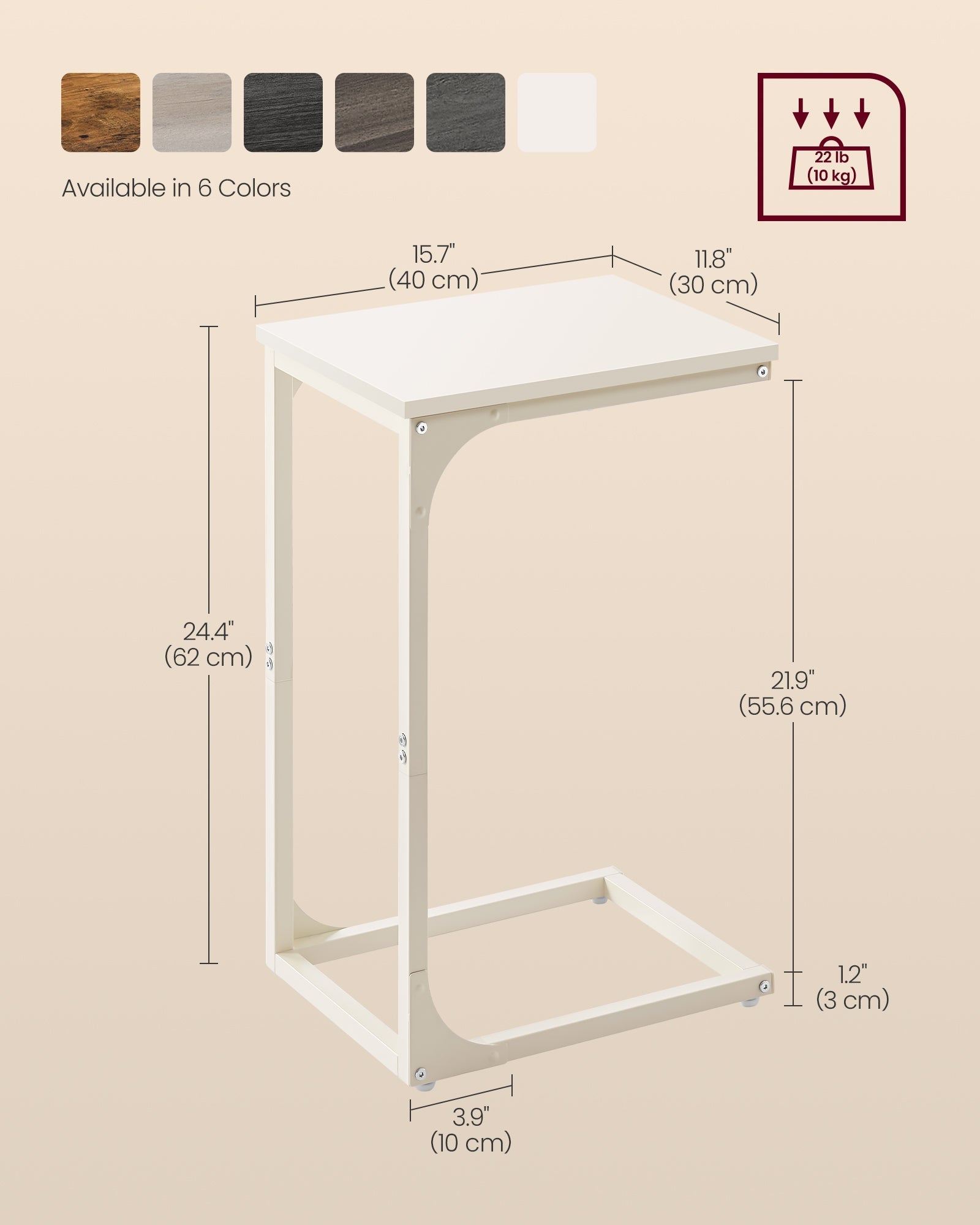 C-Shaped Side Table - Metal Frame - Versatile for Living Room or Bedroom