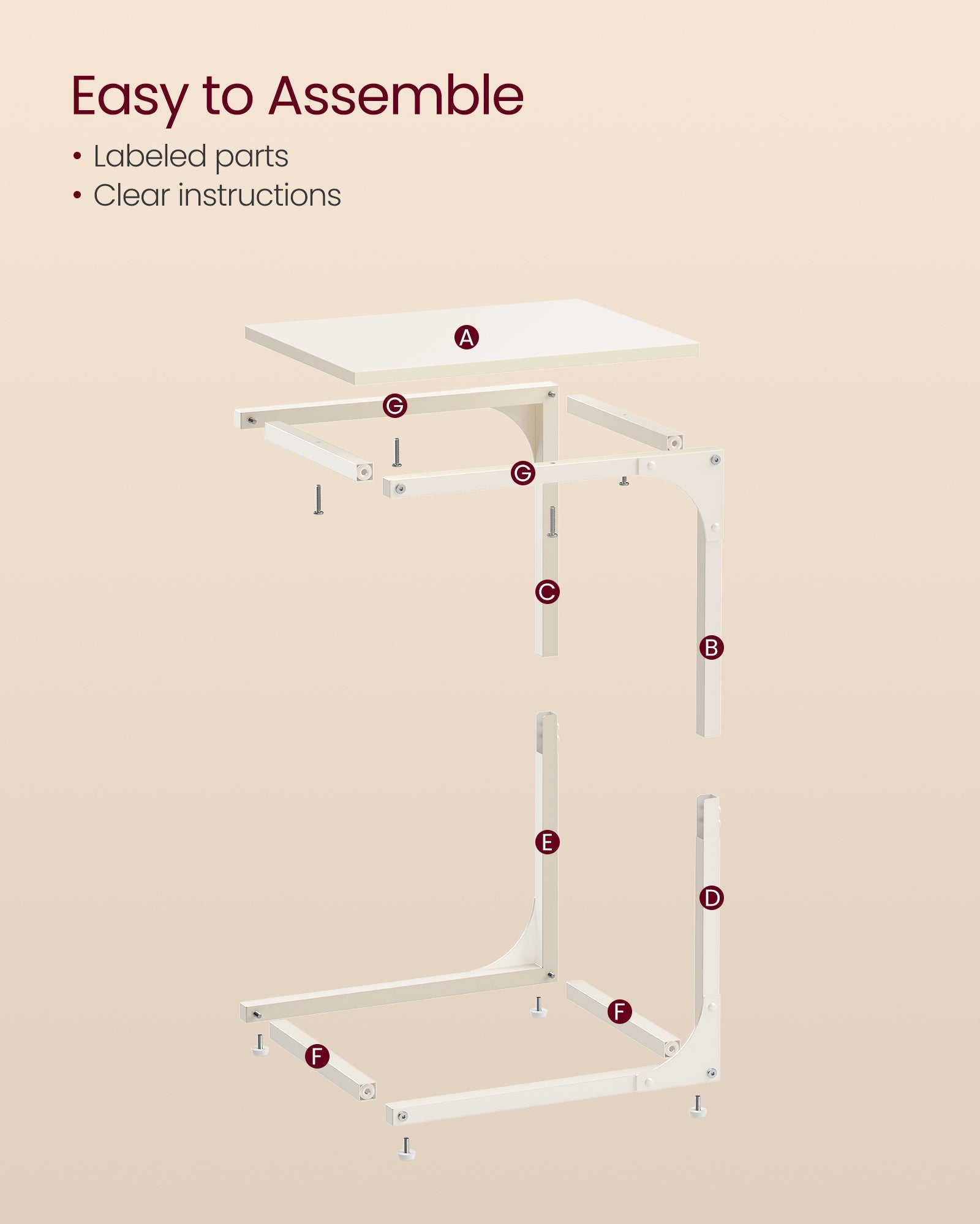 C-Shaped Side Table - Metal Frame - Versatile for Living Room or Bedroom