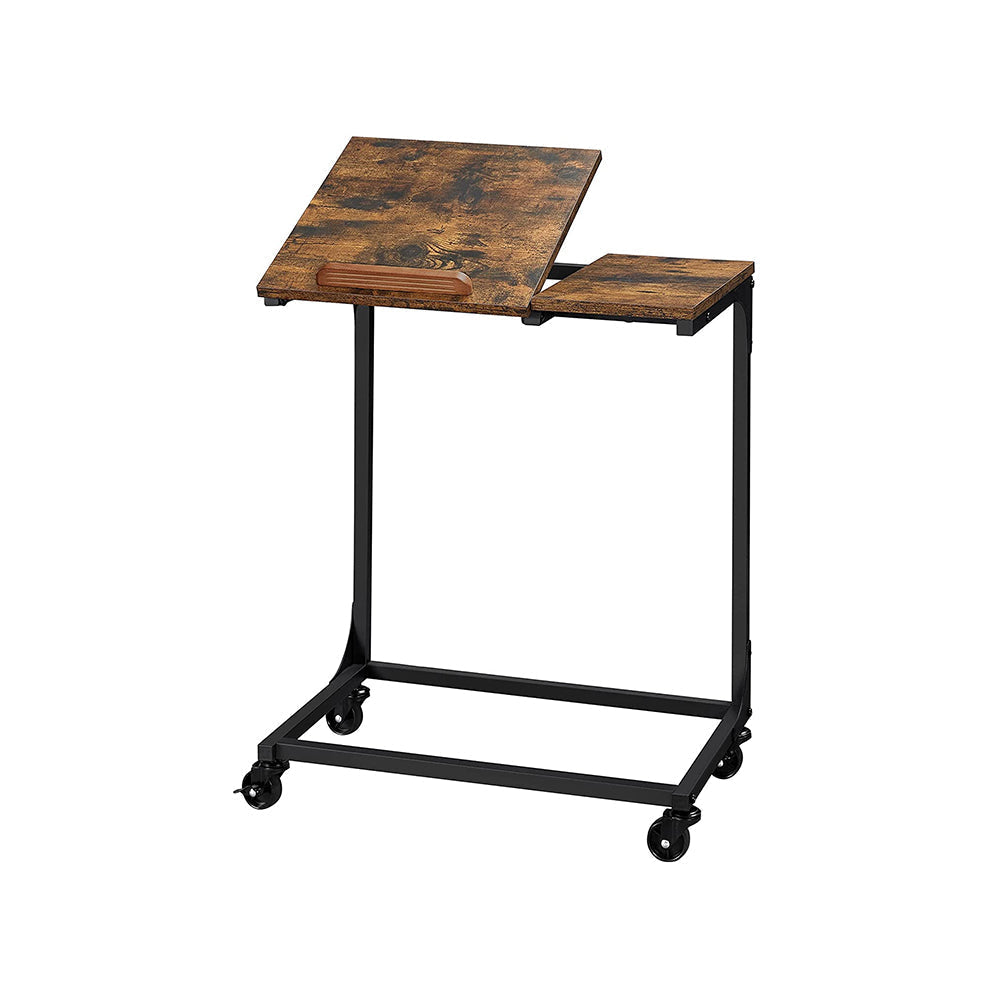 Side Table - Steel Frame - Rustic Brown and Black - Tilting Top