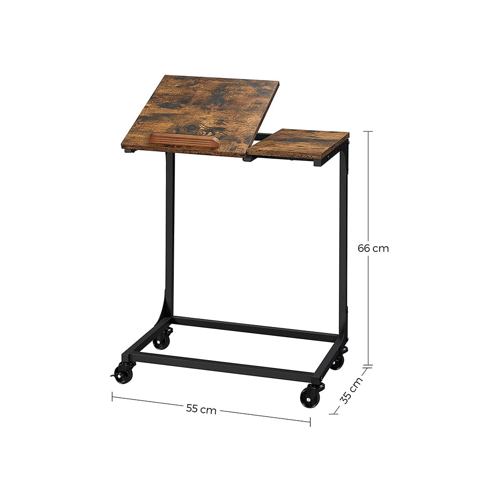 Side Table - Steel Frame - Rustic Brown and Black - Tilting Top