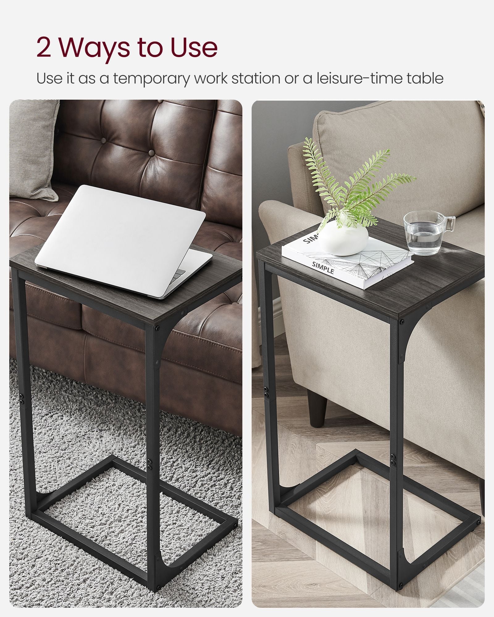 C-Shaped Side Table - Ebonised Oak - Black