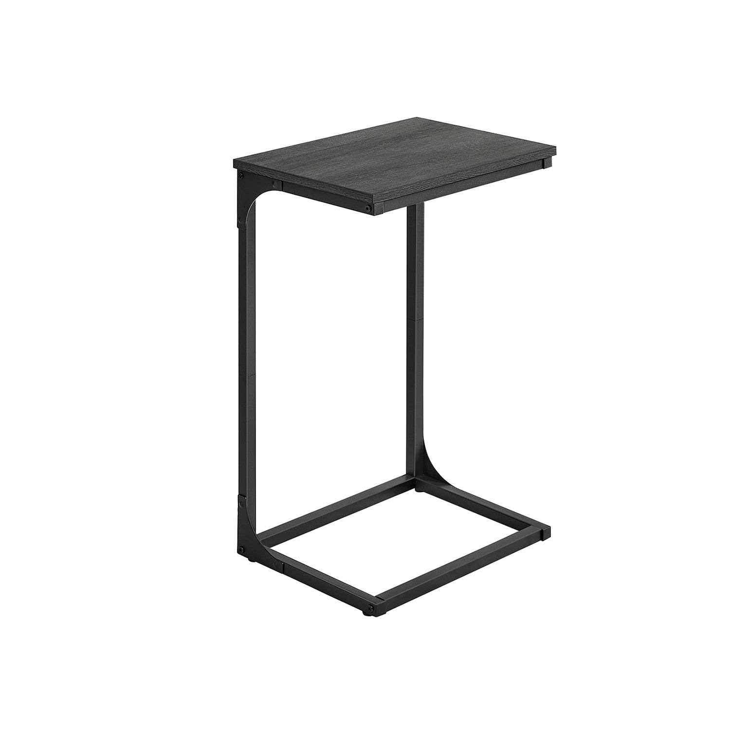 C-Shaped End Table - Metal Frame - Misty Grey and Ink Black