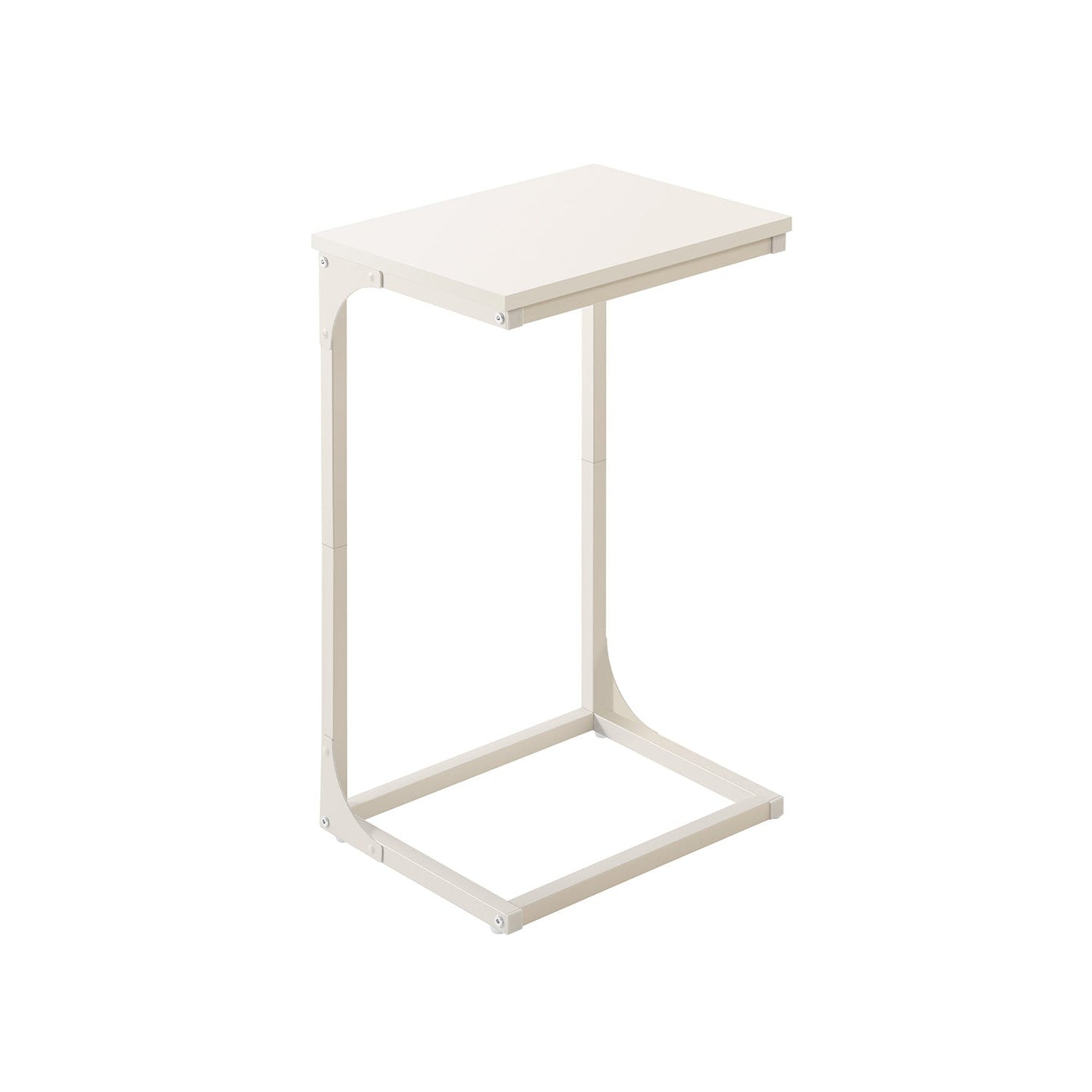 C-Shaped Side Table - Metal Frame - Rustic Brown and Black - Lightweight Design