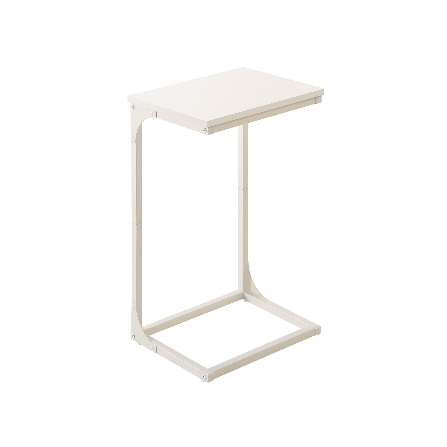 C-Shaped Side Table - Metal Frame - Rustic Brown and Black - Lightweight Design