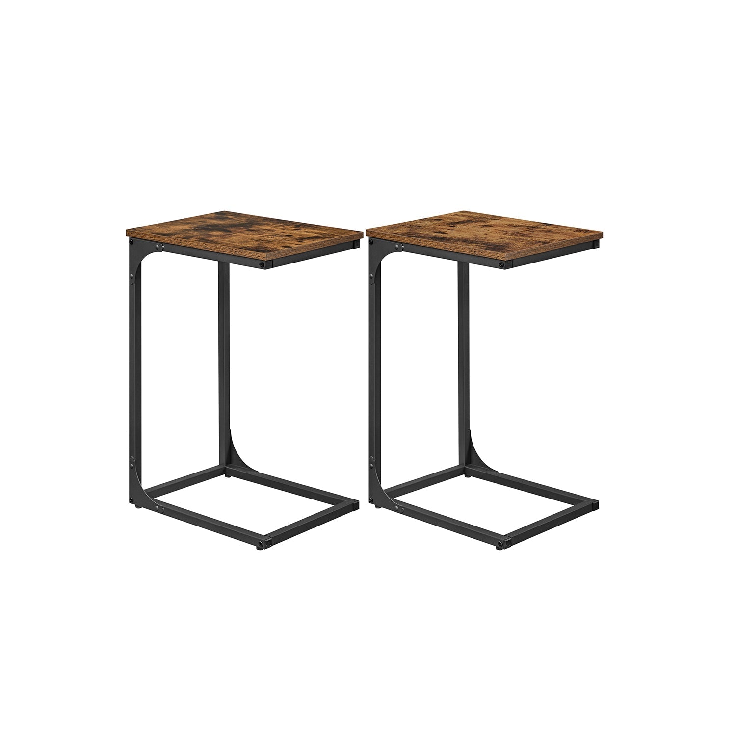 C-Shaped Side Tables - Set of 2 - Ebonised Oak - Rustic Brown and Black