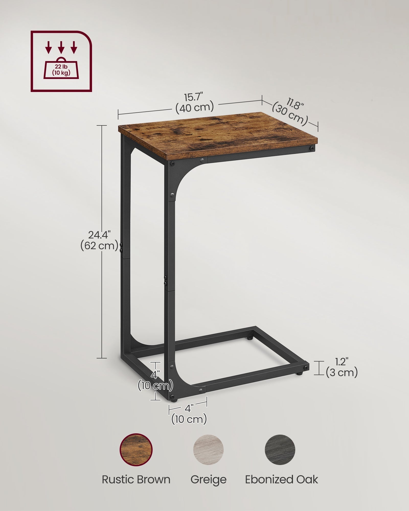 C-Shaped Side Tables - Set of 2 - Ebonised Oak - Rustic Brown and Black