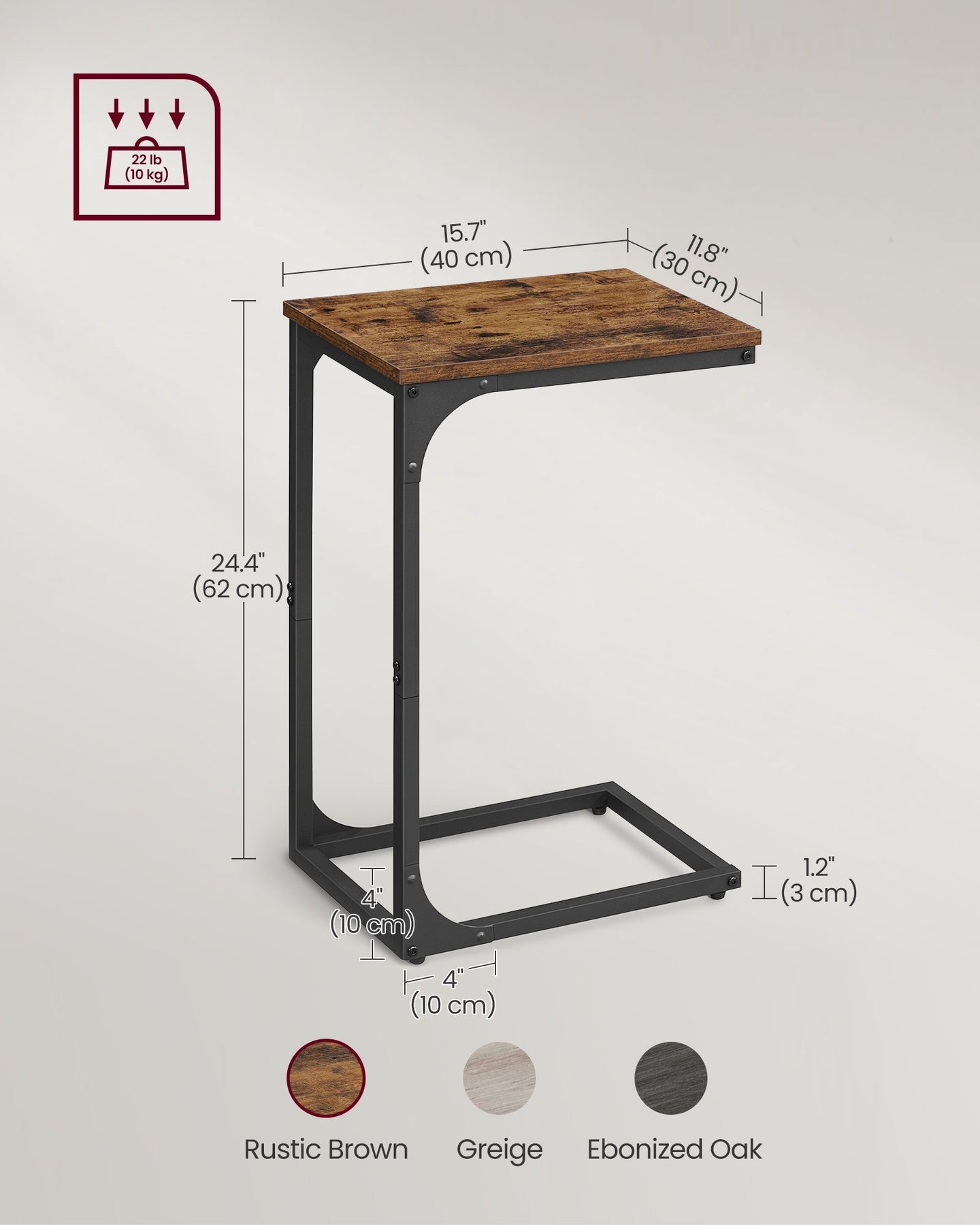C-Shaped Side Tables - Set of 2 - Ebonised Oak - Rustic Brown and Black