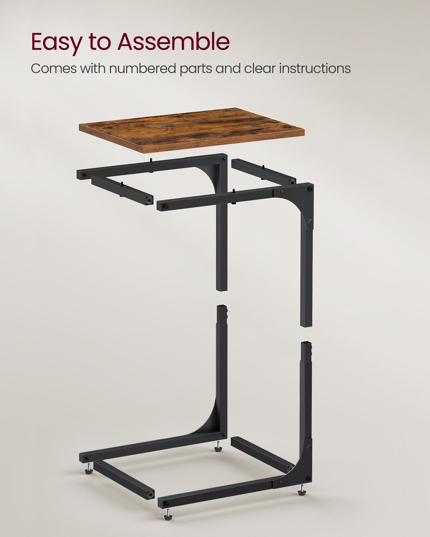 C-Shaped Side Tables - Set of 2 - Ebonised Oak - Rustic Brown and Black