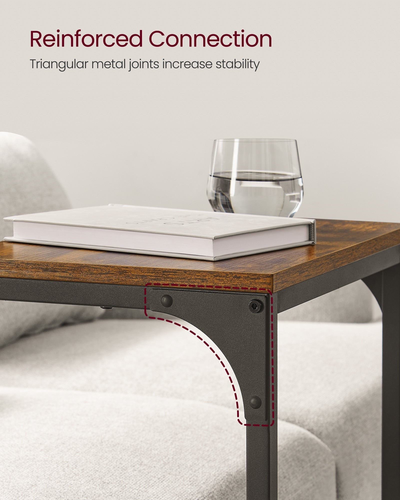 C-Shaped Side Tables - Set of 2 - Ebonised Oak - Rustic Brown and Black