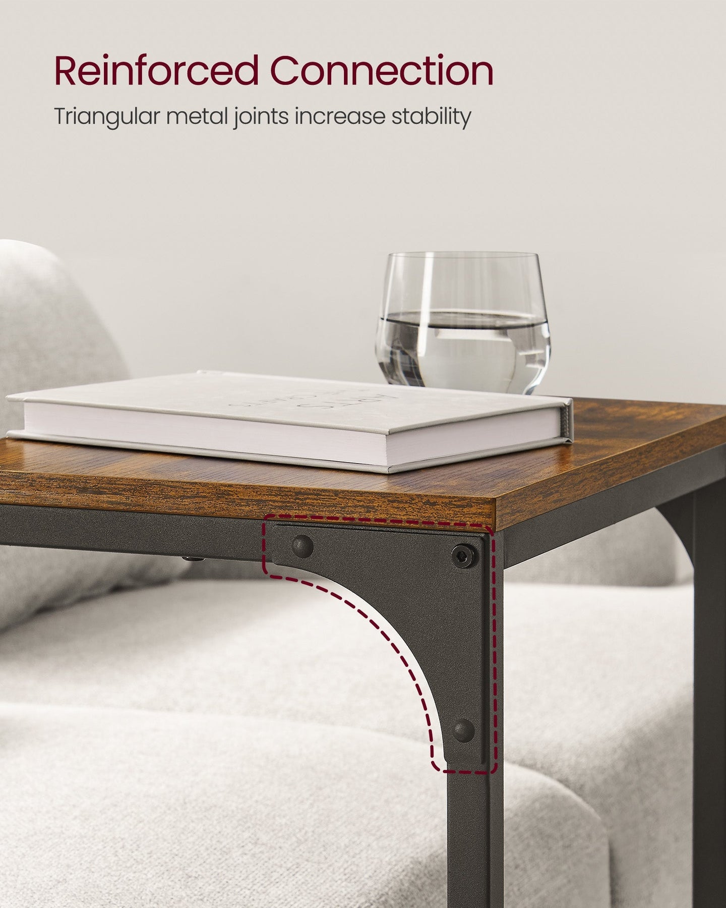 C-Shaped Side Tables - Set of 2 - Ebonised Oak - Rustic Brown and Black