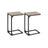 Set of 2 C-Shaped Side Tables - Metal Frame - Heather Greige