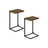 C-Shaped Side Tables - Metal Frame - Rustic Brown - Versatile for Living Room and Bedroom