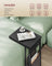 C-Shaped Bedside Table - Wood - Ebony Black - Charging Station with 2 USB Ports and Storage Bag