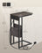 C-Shaped Bedside Table - Wood - Ash Brown - Charging Station with USB Ports and Outlets