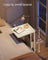 C-Shaped Bedside Table - Wood - Cream White - Charging Station with USB Ports and Storage Bag
