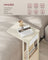 C-Shaped Bedside Table - Wood - Cream White - Charging Station with USB Ports and Storage Bag