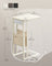 C-Shaped Bedside Table - Wood - Cream White - Charging Station with USB Ports and Storage Bag