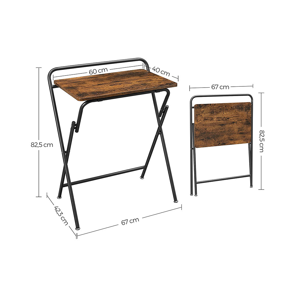 Folding Side Table - Wood - Rustic Brown