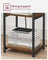 Narrow Bedside Table - Wood - Rustic Brown and Black - Integrated Charging Station with 2 AC and 2 USB Outlets
