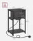 Slim Side Table - Wood - Charcoal Grey - Charging Station with AC and USB Outlets