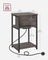 Slim Side Table - Wood - Chestnut Brown - Includes Charging Station with AC and USB Outlets