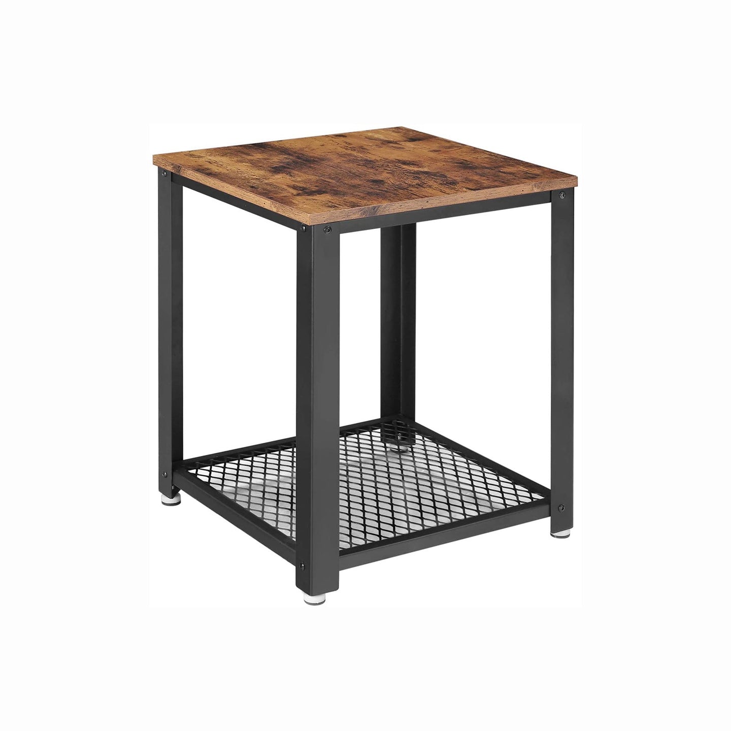 Antique Side Table - Metal Frame - Rustic Brown