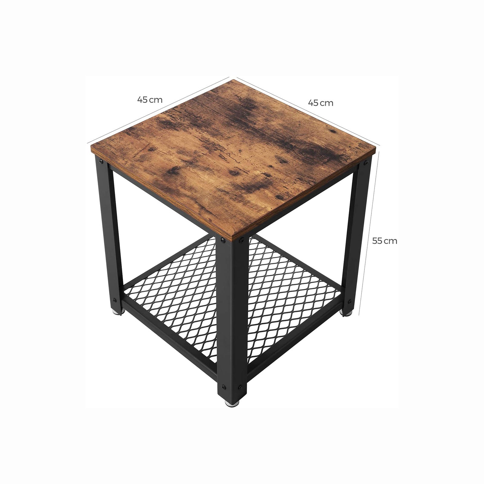 Antique Side Table - Metal Frame - Rustic Brown
