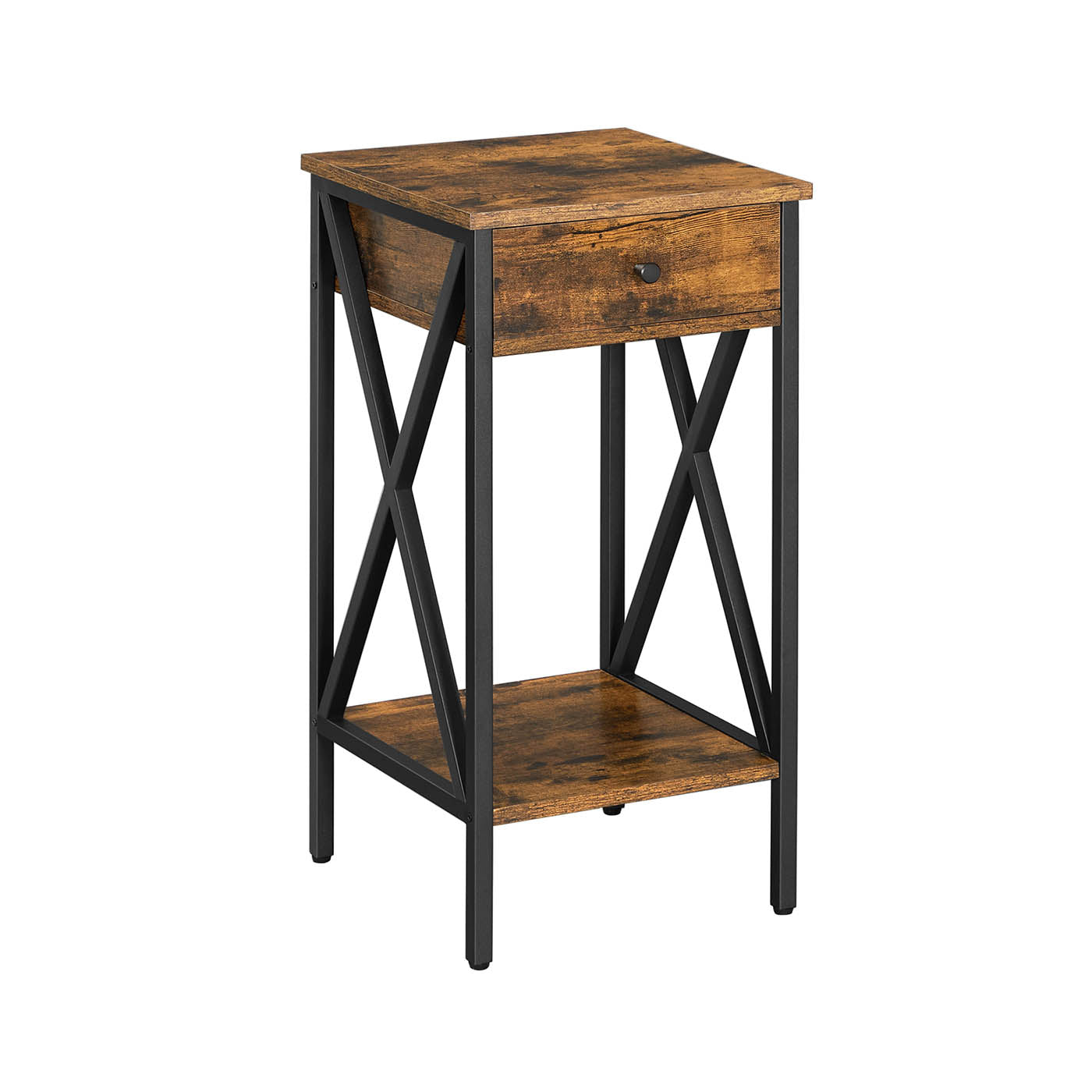 Nightstand - Wood - Rustic Brown and Black