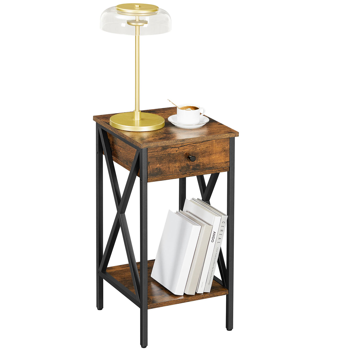 Nightstand - Wood - Rustic Brown and Black