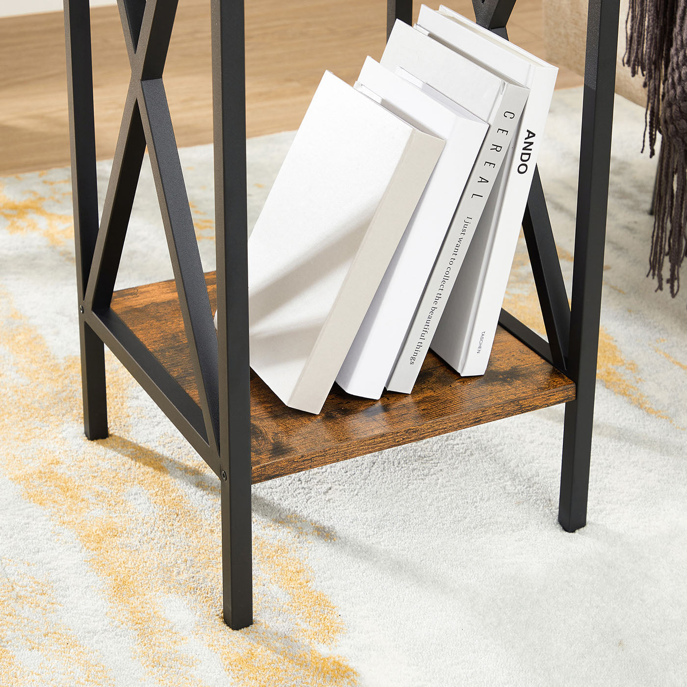 Nightstand - Wood - Rustic Brown and Black